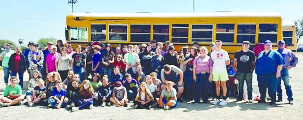 A busload of Moran students, fourth-12th grades, traveled to San Saba Monday to view the solar eclipse in the zone of totality. Younger classes stayed on campus for the event, while a few athletes watched during their lunch break at the area track meet in May. Photo Provided By Moran School