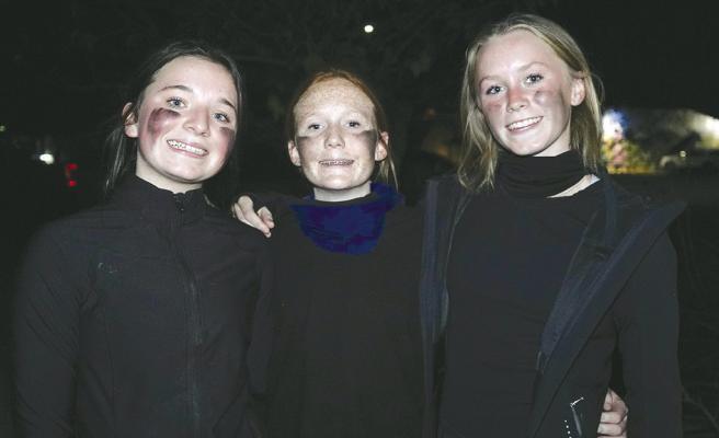 Eighth graders (l-r) Kynlee Milligan, Tinlee Hefnet, and Hattie Fikes were the first three students back at the Feed Store during last Saturday’s annual Running Man. The event drew 93 participants.