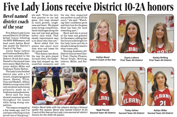 Five Lady Lions receive District 10-2A honors